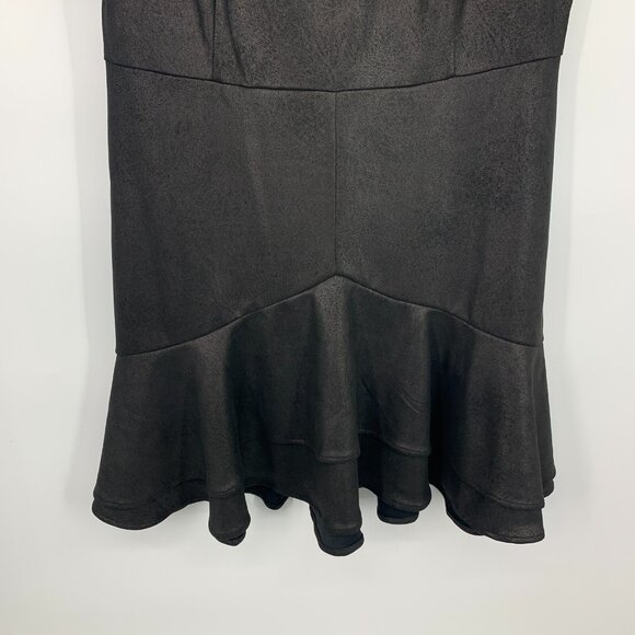 Skies are Blue Dress Sadie Faux Suede Black Ruffle Short Sleeve - Picture 8 of 13